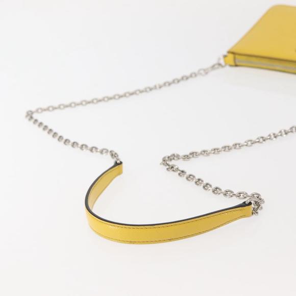 PRADA Chain Shoulder Bag Safiano leather Yellow Silver Auth 142941 - Picture 7 of 16